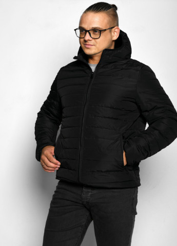 Черная демисезонная мужская стеганая куртка с капюшоном X-Woyz
