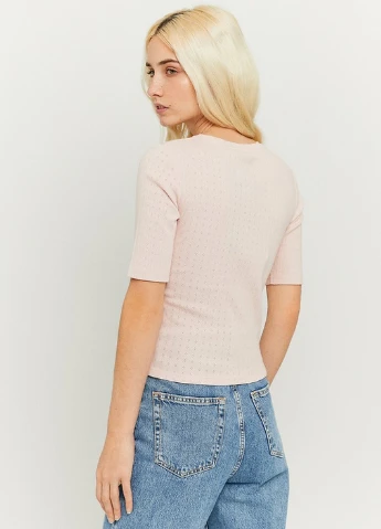Футболка Tally Weijl Basic T-Shirts - KNIT BASIC TSHIRT POINTELLE - (229436179)