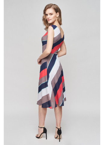 Комбинированное деловое платье тара клеш, с пышной юбкой BYURSE с абстрактным узором