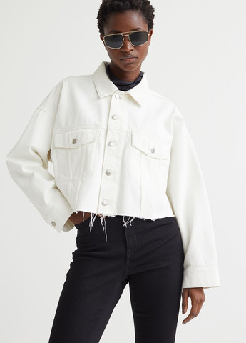 Белая летняя белая прямая джинсовая куртка H&M