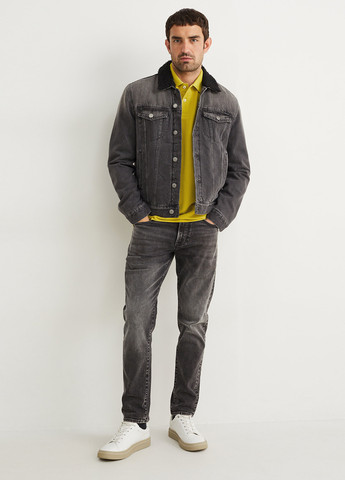 Горчичная футболка-поло для мужчин C&A однотонная