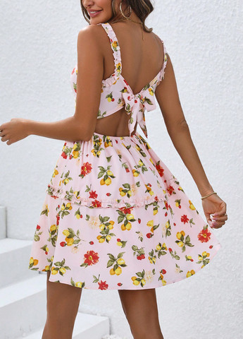 Комбинированное кэжуал платье а-силуэт SHEIN с цветочным принтом