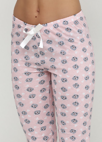 Светло-розовый демисезонный комплект (лонгслив, брюки, маска для сна) Stil Moda Pijama