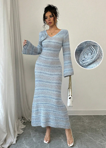 Синя кежуал сукня сукня светр SHEIN з градієнтом