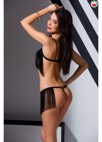 Комплект білизни KASSANDRA SET OpenBra black XXL/3XL - Exclusive: ліф з бахроми, трусики-спі Passion (255459049)