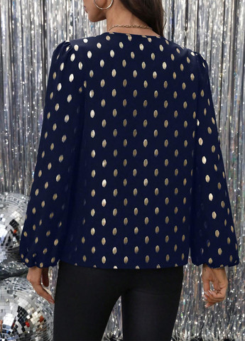 Темно-синя блуза SHEIN