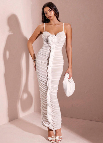 Білий святковий, вечірня сукня силуетна SHEIN однотонна