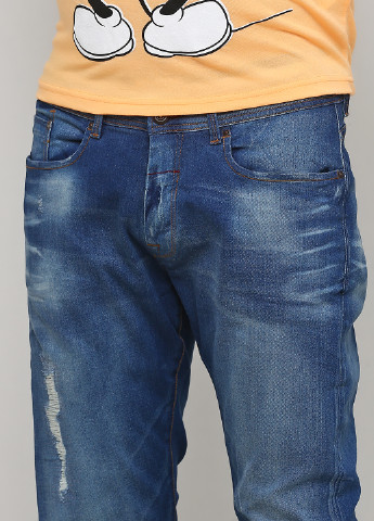 Джинси Piazza Italia прямі однотонні сині джинсові бавовна