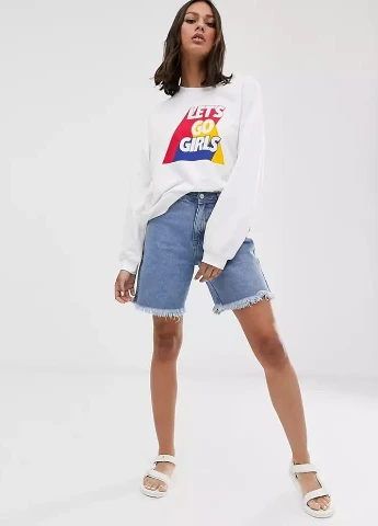 Белый свитшот Monki однотонный (252840516)
