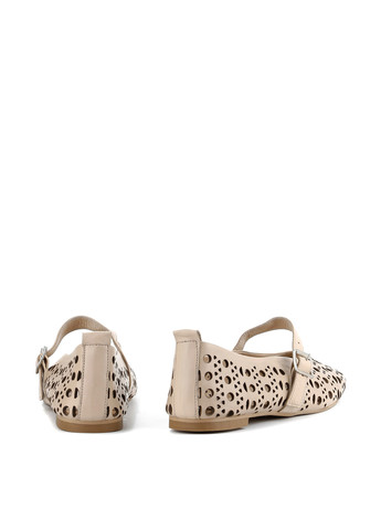 Женские балетки Le'BERDES | бежевые однотонные без декора натуральная кожа (360795552)