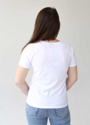 Біла всесезон футболка жіноча біла пряма із жирафом з коротким рукавом X-trap Прямая