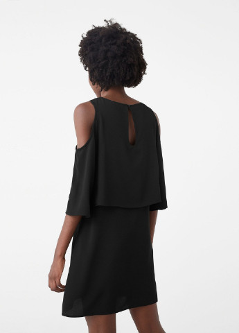 Черное кэжуал платье с баской Mango однотонное