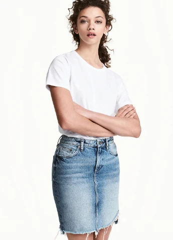 Светло-синяя джинсовая однотонная юбка H&M