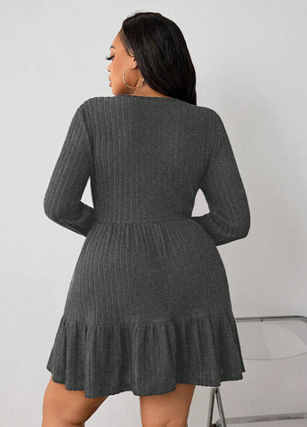 Сіра кежуал сукня кльош SHEIN однотонна