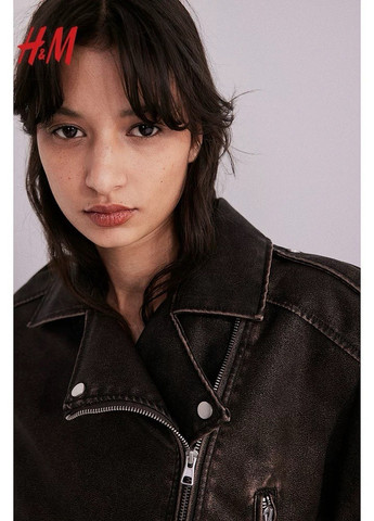 Коричнева демісезонна куртка байкерська H&M