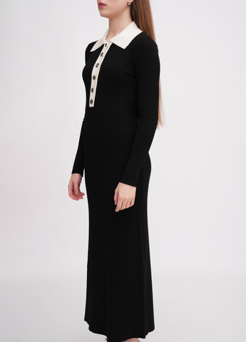 Черное кэжуал платье рубашка EQUILIBRI однотонное