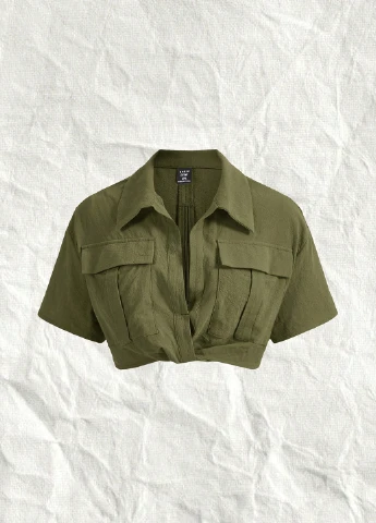 Хакі блуза SHEIN