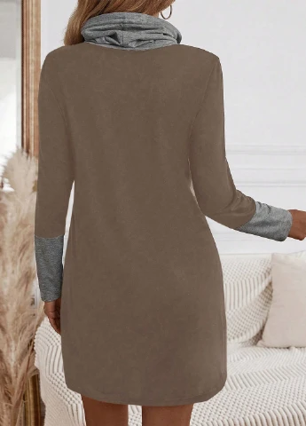 Коричневое кэжуал платье платье-свитшот SHEIN сердечки