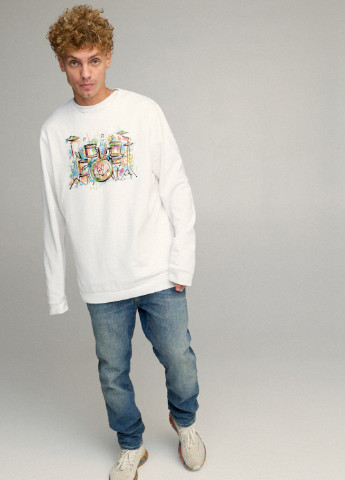 Білий свитшот мужской oversize /no flis/ YAPPI малюнок (254557383)