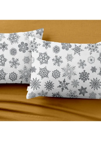Підлітковий комплект RANFORS MUSTARD SNOWFLAKES GREY (підковдра 160х220 см, простирадло 90х200х20 см, наволочка 50х70 см) Cosas (251413657)