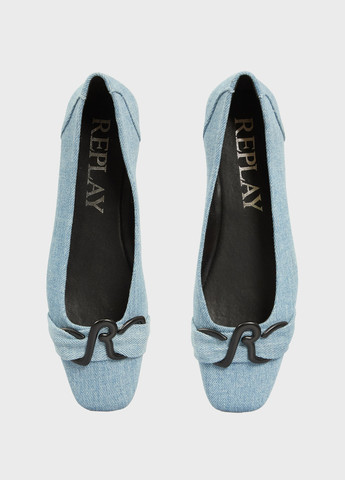 Жіночі балетки Replay | блакитні однотонні логотип текстиль (347246634)