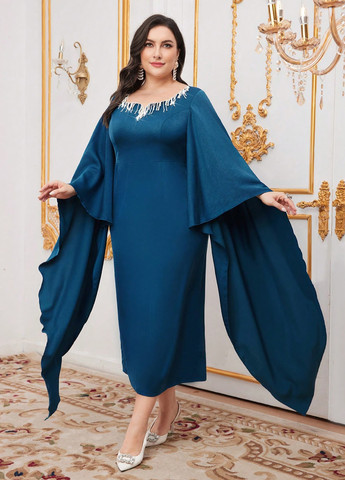 Синя вечірня сукня SHEIN однотонна