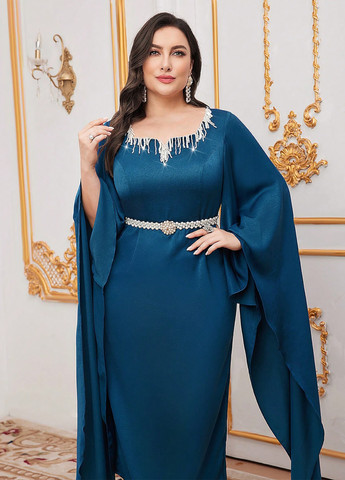 Синя вечірня сукня SHEIN однотонна