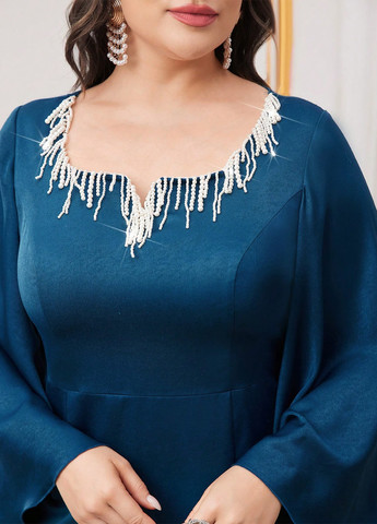 Синя вечірня сукня SHEIN однотонна