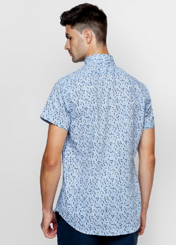 Светло-синяя кэжуал рубашка с абстрактным узором Arber