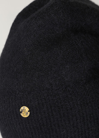 Зимняя ангоровая шапка с отворотом на флисовой подкладке 500068 DeMari Зара бини однотонная чёрная кэжуал ангора