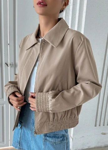 Серо-бежевая демисезонная куртка SHEIN