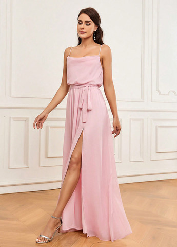 Світло-рожева вечірня сукня з відкритою спиною SHEIN однотонна