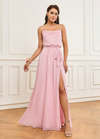 Світло-рожева вечірня сукня з відкритою спиною SHEIN однотонна