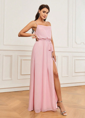 Світло-рожева вечірня сукня з відкритою спиною SHEIN однотонна