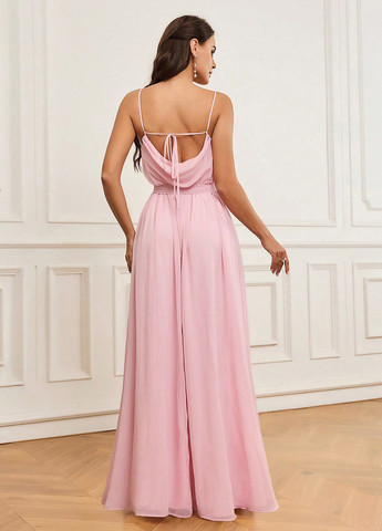 Світло-рожева вечірня сукня з відкритою спиною SHEIN однотонна