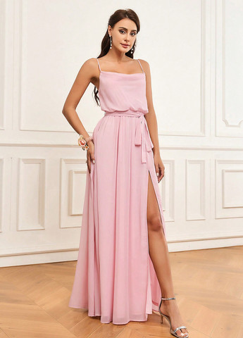 Світло-рожева вечірня сукня з відкритою спиною SHEIN однотонна