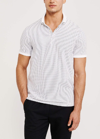 Белая футболка-поло для мужчин Abercrombie & Fitch с геометрическим узором