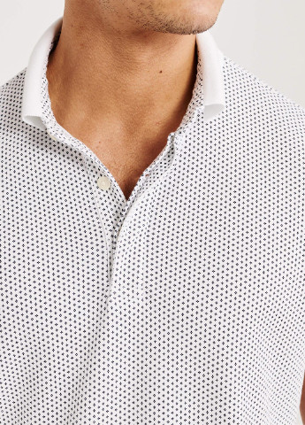 Белая футболка-поло для мужчин Abercrombie & Fitch с геометрическим узором