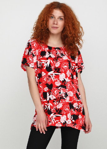 Туніка Adia Fashion з коротким рукавом квіткова червона кежуал