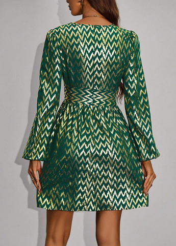 Зелена кежуал сукня кльош SHEIN з геометричним візерунком