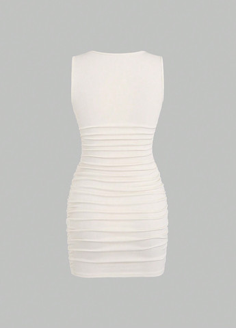 Кремова кежуал сукня футляр SHEIN однотонна