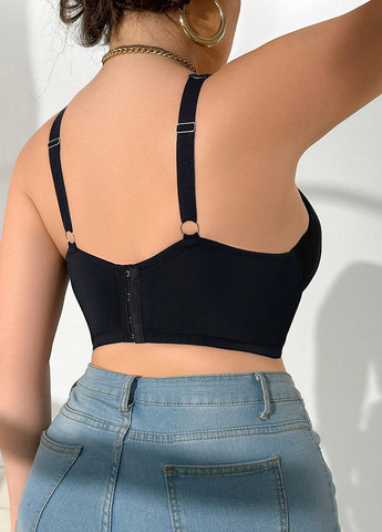 Чорний топ бюстгальтер SHEIN з кісточками поліамід