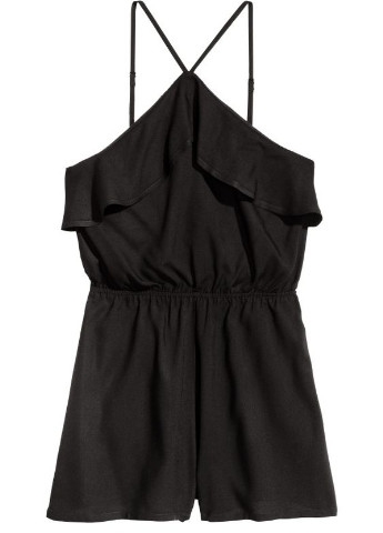 Комбінезон H&M однотонний чорний кежуал віскоза