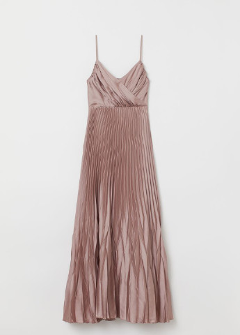 Светло-коричневое вечернее платье плиссированное H&M однотонное