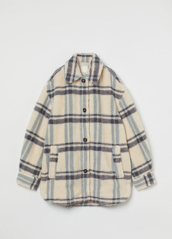 Куртка-рубашка H&M клетка серо-бежевая кэжуал