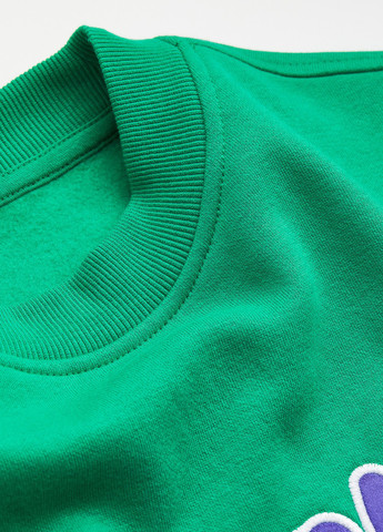 Зелений світшот H&M однотонний вишивка (314704363)