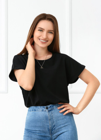 Черная летняя летняя блузка-футболка Fashion Girl Moment
