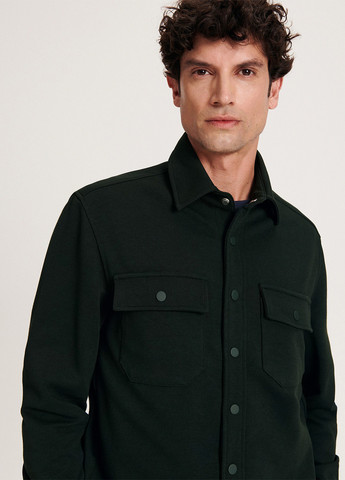 Темно-зеленая кэжуал рубашка однотонная Reserved