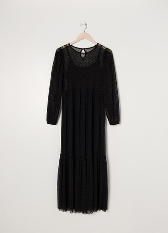 Черное кэжуал платье Sinsay в горошек