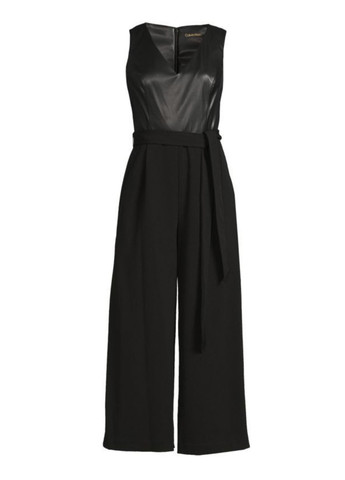 Комбінезон Calvin Klein комбінезон-брюки однотонний чорний кежуал поліестер